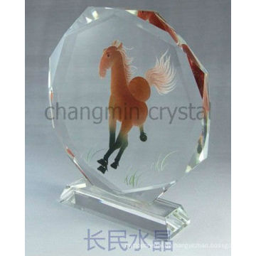 Personalisierte Crystal Round Trophy mit Pferd Drucken für Business-Souvenir